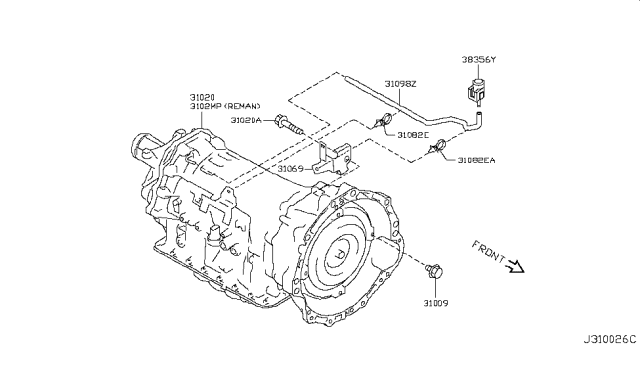 2013 Infiniti EX37 Auto Transmission,Transaxle & Fitting Diagram 2