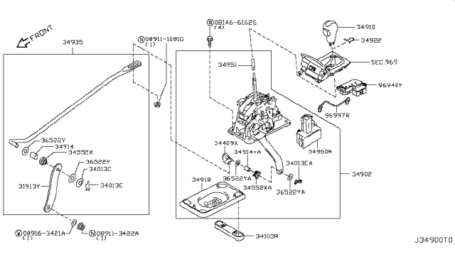 2012 Infiniti EX35 Auto Transmission Control Device Diagram 2