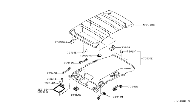 2015 Infiniti QX50 Roof Trimming Diagram 1