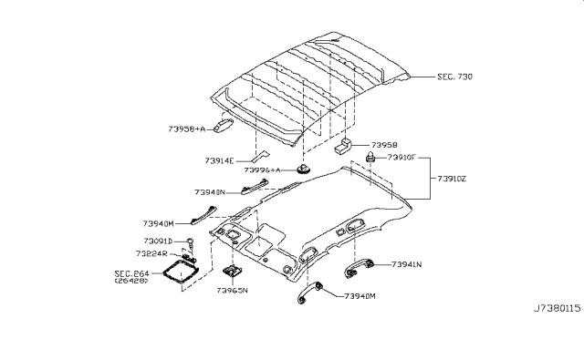 2010 Infiniti EX35 Roof Trimming Diagram 1