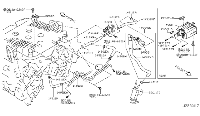 2009 Infiniti EX35 Engine Control Vacuum Piping Diagram 1