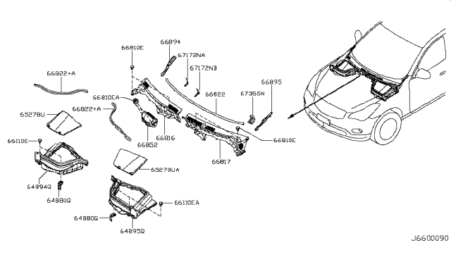 2012 Infiniti EX35 Cover-Battery Connector Diagram for 65275-JK600