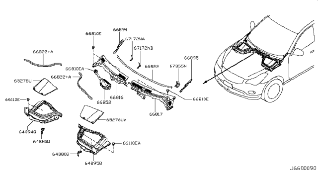 2008 Infiniti EX35 Cowl Top & Fitting Diagram