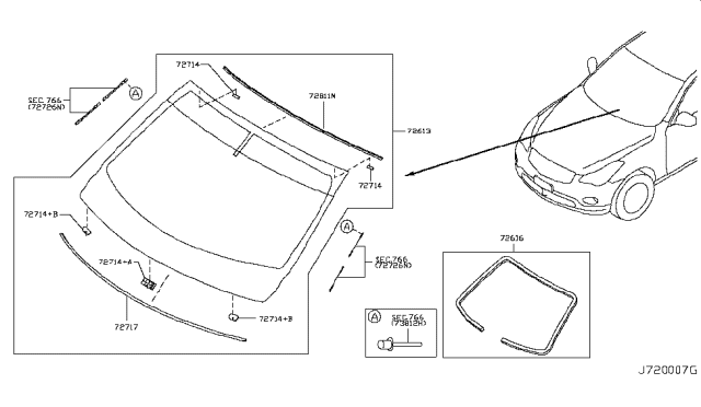 2015 Infiniti QX50 Front Windshield Diagram