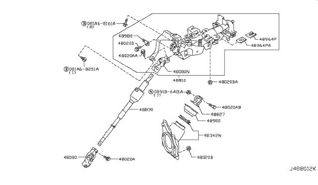 2009 Infiniti EX35 Steering Column Diagram 2