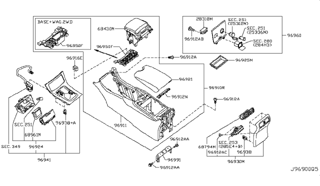 2011 Infiniti EX35 Finisher-Console Box Diagram for 96930-1BB0A