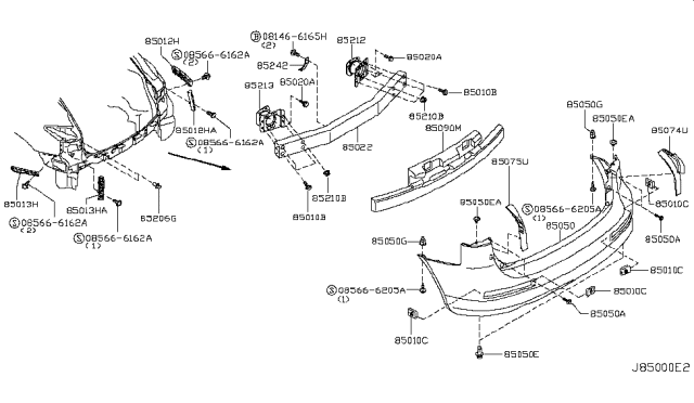 2010 Infiniti EX35 Rear Bumper Diagram