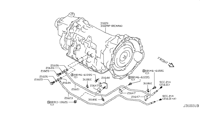 2011 Infiniti EX35 Auto Transmission,Transaxle & Fitting Diagram 6