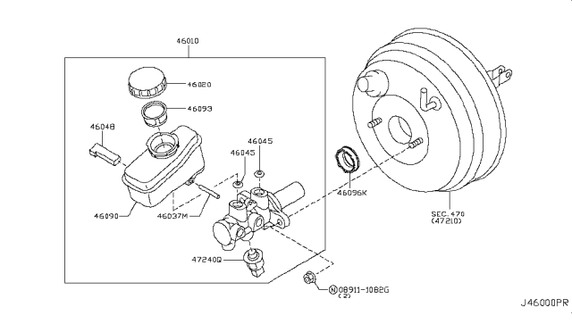 2015 Infiniti QX50 Brake Master Cylinder Diagram 1