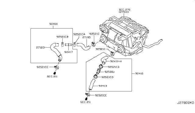 2009 Infiniti EX35 Heater Piping Diagram 1