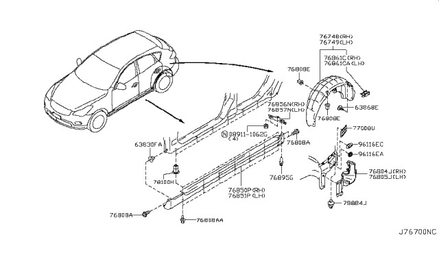 2011 Infiniti EX35 Body Side Fitting Diagram 3