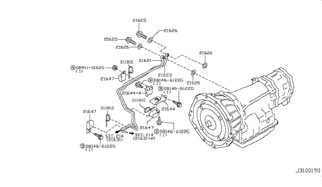 2008 Infiniti EX35 Auto Transmission,Transaxle & Fitting Diagram 6