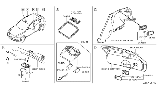 2012 Infiniti EX35 Room Lamp Diagram 2