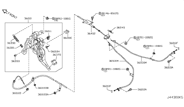 2013 Infiniti EX37 Parking Brake Control Diagram 1