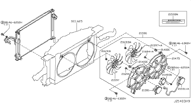 2015 Infiniti QX50 Radiator,Shroud & Inverter Cooling Diagram 3