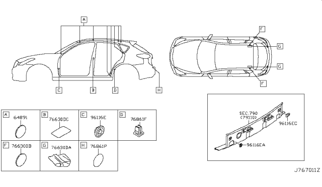 2012 Infiniti EX35 Body Side Fitting Diagram 2