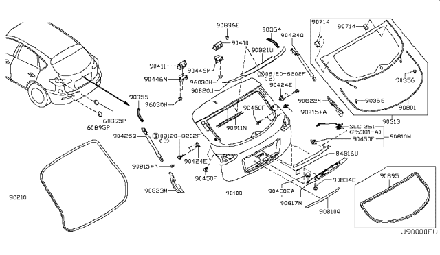 2014 Infiniti QX50 Back Door Panel & Fitting Diagram 2