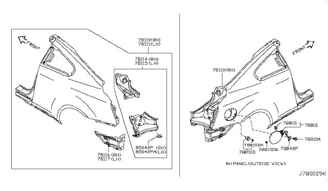 2009 Infiniti G37 Lid-Gas Filler Diagram for 78830-JU50B