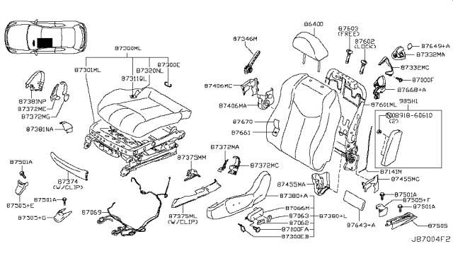 2009 Infiniti G37 Front Seat Diagram 2