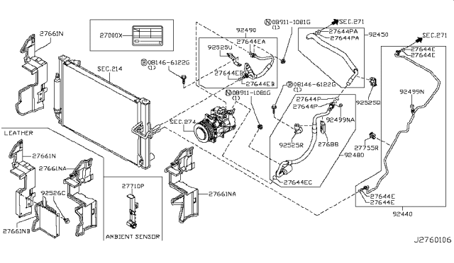 2010 Infiniti G37 Coupe Condenser,Liquid Tank & Piping Diagram 1
