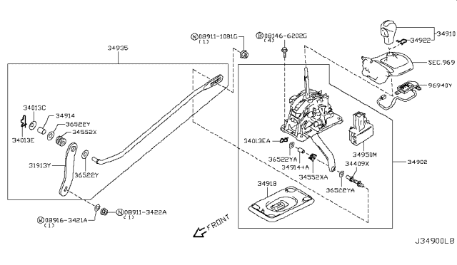 2015 Infiniti Q60 Auto Transmission Control Device Diagram 2