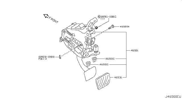 2010 Infiniti G37 Brake & Clutch Pedal Diagram 3