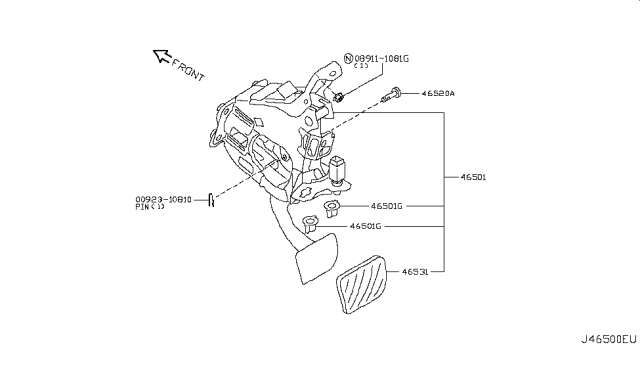 2010 Infiniti G37 Coupe Brake & Clutch Pedal Diagram 3