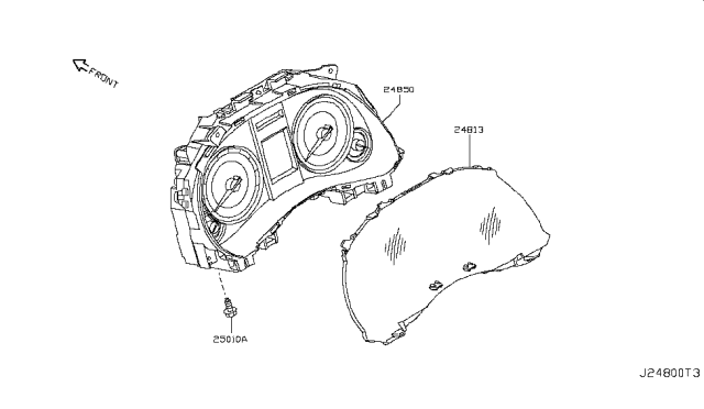 2014 Infiniti Q60 Instrument Cluster Speedometer Assembly Diagram for 24820-6WA2D