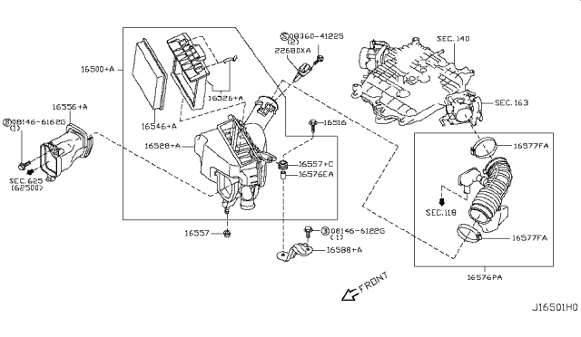 2011 Infiniti G37 Coupe Air Cleaner Diagram 1