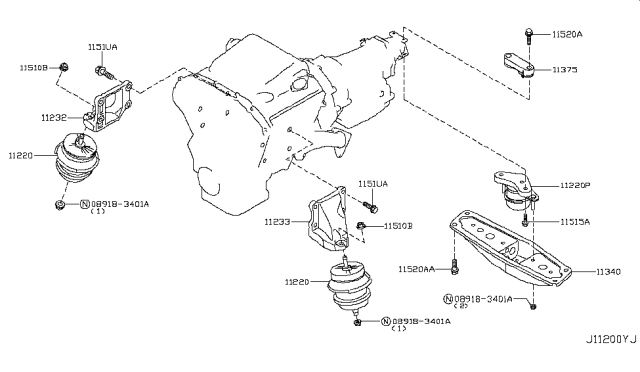 2008 Infiniti G37 Engine & Transmission     Mounting Diagram 4