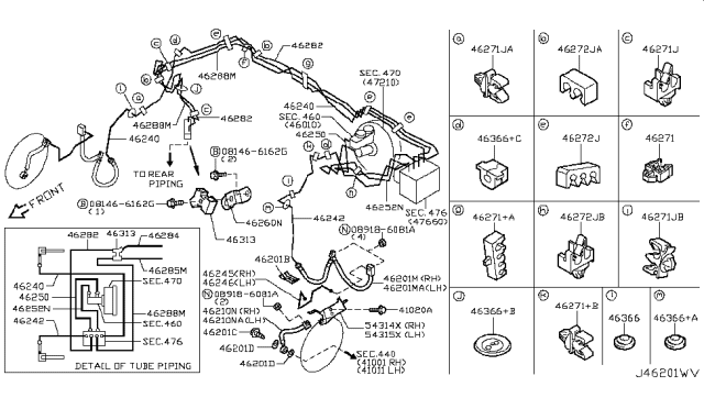 2011 Infiniti G37 Coupe Brake Piping & Control Diagram 1