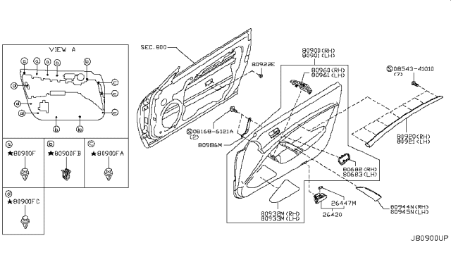 2014 Infiniti Q60 Front Door Trimming Diagram 1