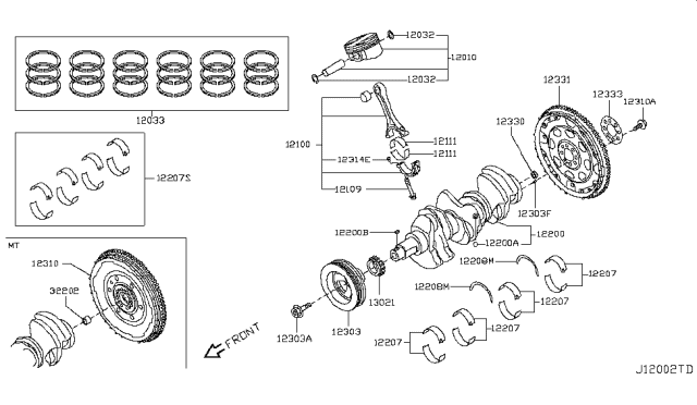 2015 Infiniti Q60 Piston,Crankshaft & Flywheel Diagram 1