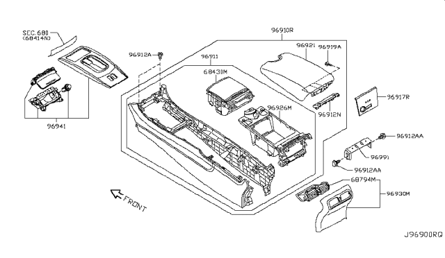 2011 Infiniti G37 Coupe Console Box Diagram 2
