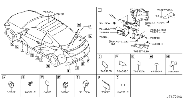 2014 Infiniti Q60 Body Side Fitting Diagram 2