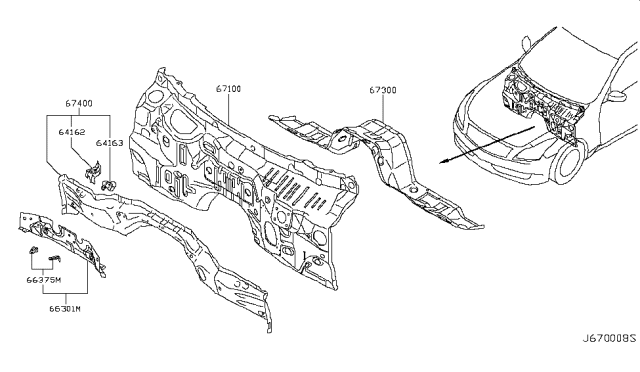 2011 Infiniti G37 Coupe Dash Panel & Fitting Diagram