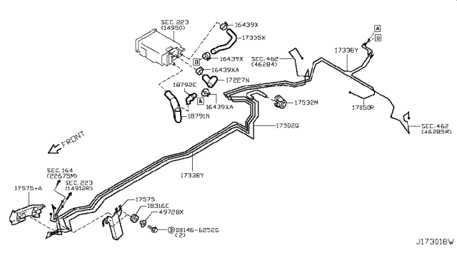 2011 Infiniti G37 Hose Fuel Diagram for 17224-1NG0A