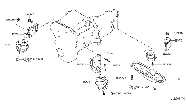 2008 Infiniti G37 Engine & Transmission     Mounting Diagram 5