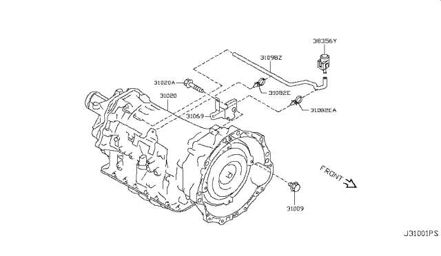 2011 Infiniti G37 Coupe Auto Transmission,Transaxle & Fitting Diagram 2