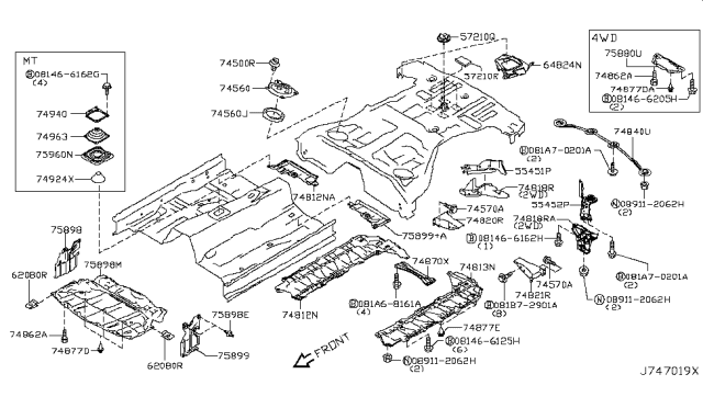 2015 Infiniti Q60 Floor Fitting Diagram 1