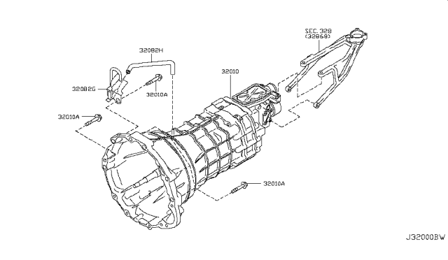 2009 Infiniti G37 Manual Transmission, Transaxle & Fitting Diagram