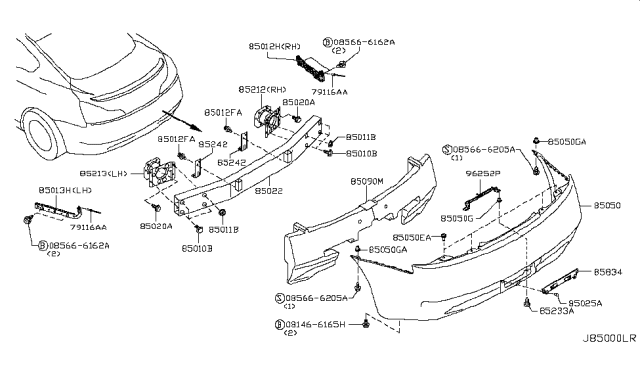 2011 Infiniti G37 Rear Bumper Diagram 2