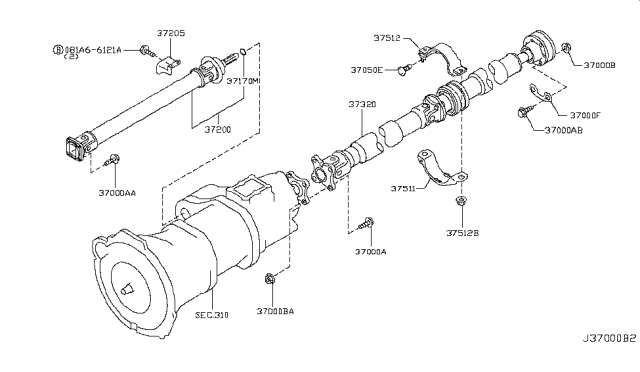 2011 Infiniti G37 Coupe Propeller Shaft Diagram 2