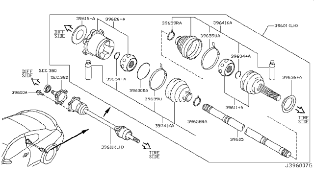 2010 Infiniti G37 Shaft Assy-Rear Drive,RH Diagram for 39705-JL00B