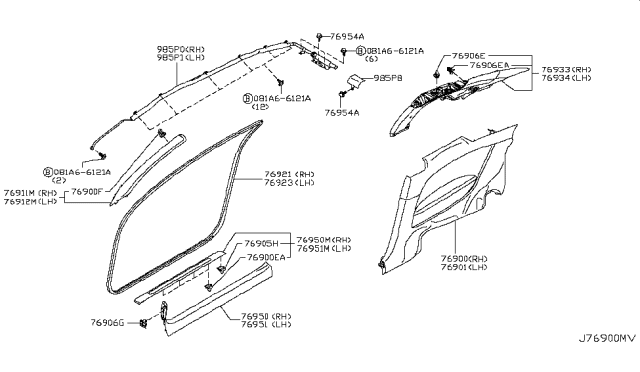 2009 Infiniti G37 Plate-Kicking,Front LH Diagram for 769B5-JL00E