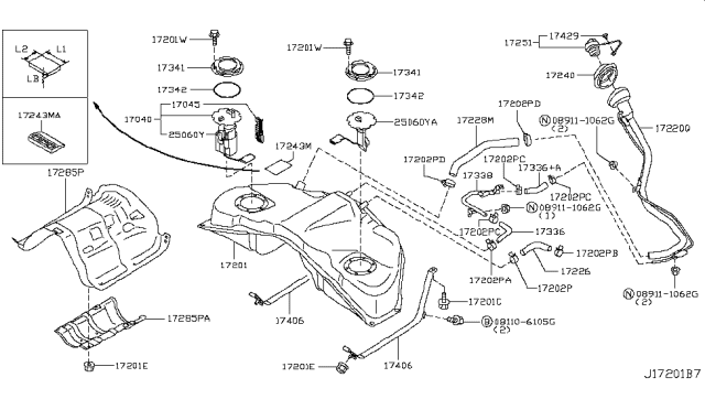 2010 Infiniti G37 Fuel Gauge Sending Unit Diagram for 25060-EJ81A