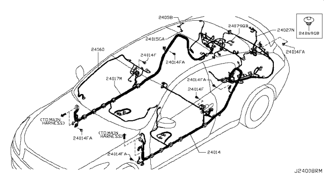 2012 Infiniti G37 Harness-Body, NO. 2 Diagram for 24017-3LZ3D