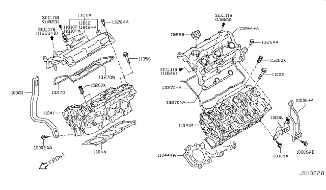 2013 Infiniti G37 Bolt-Cylinder Head Diagram for 11056-JK20A
