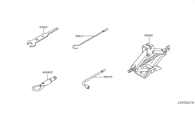 2011 Infiniti G37 Tool Kit & Maintenance Manual Diagram