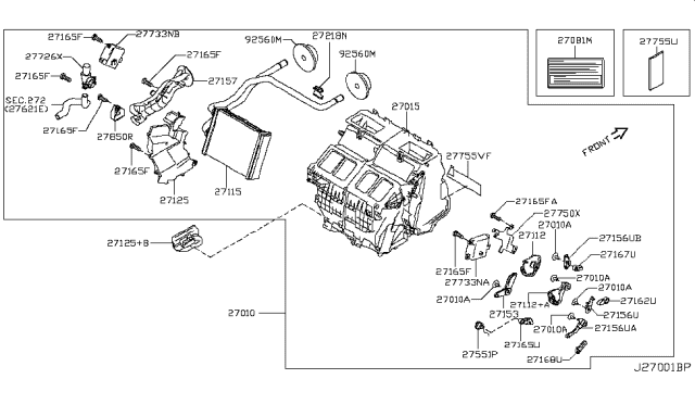 2010 Infiniti G37 Heating Unit-Front Diagram for 27110-JJ76A